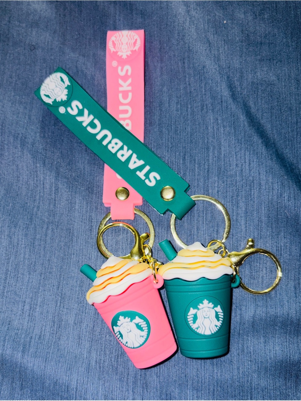 Starbucks Keychain Duo in Pink and Teal